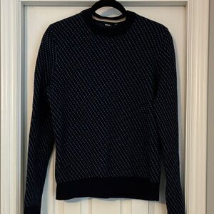 Boss Navy and Light Blue Checkered Sweater